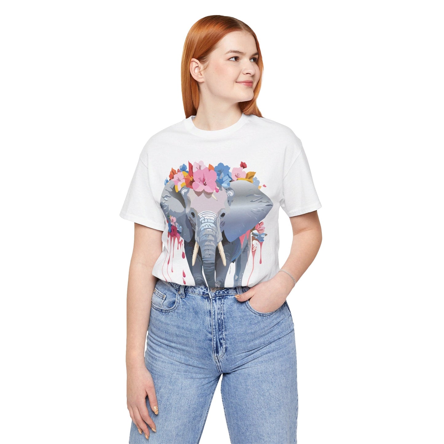 Elephant Graphic Tee Unisex Short Sleeve Jersey With Vintage Inspired Adelpha Artwork