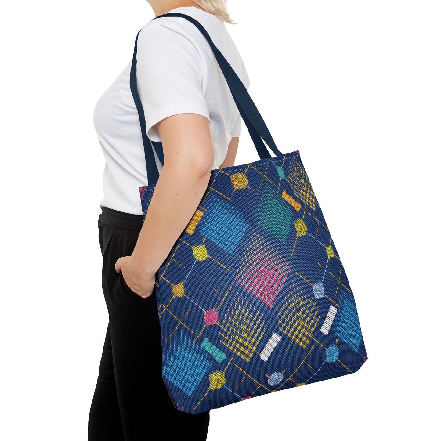 Diwali Graphic Denim Fabric Imitation Print Unisex Canvas Bag Poly Spun 3 Sizes Tote Bag 205-11