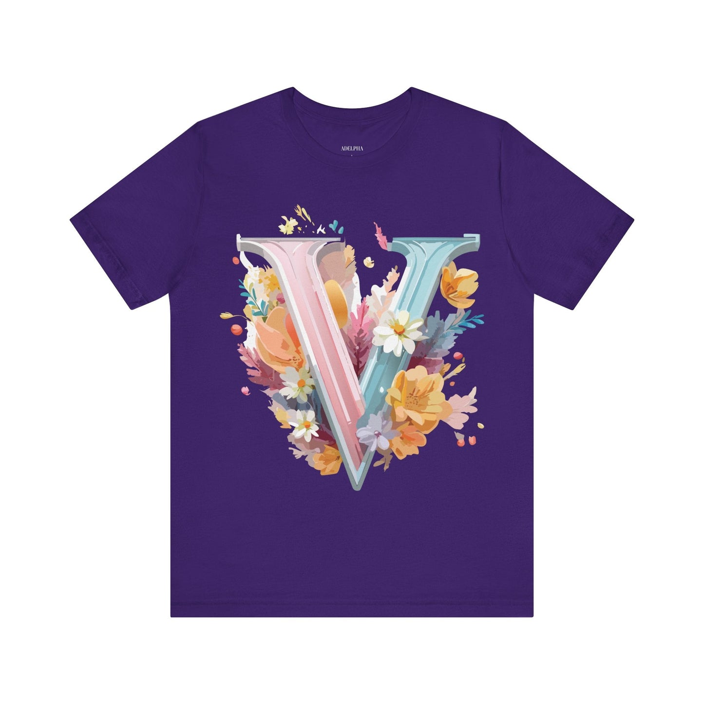 Letter V Shirt Graphic Tee Unisex Jersey Short Sleeve Vintage Inspired Artwork Adelpha