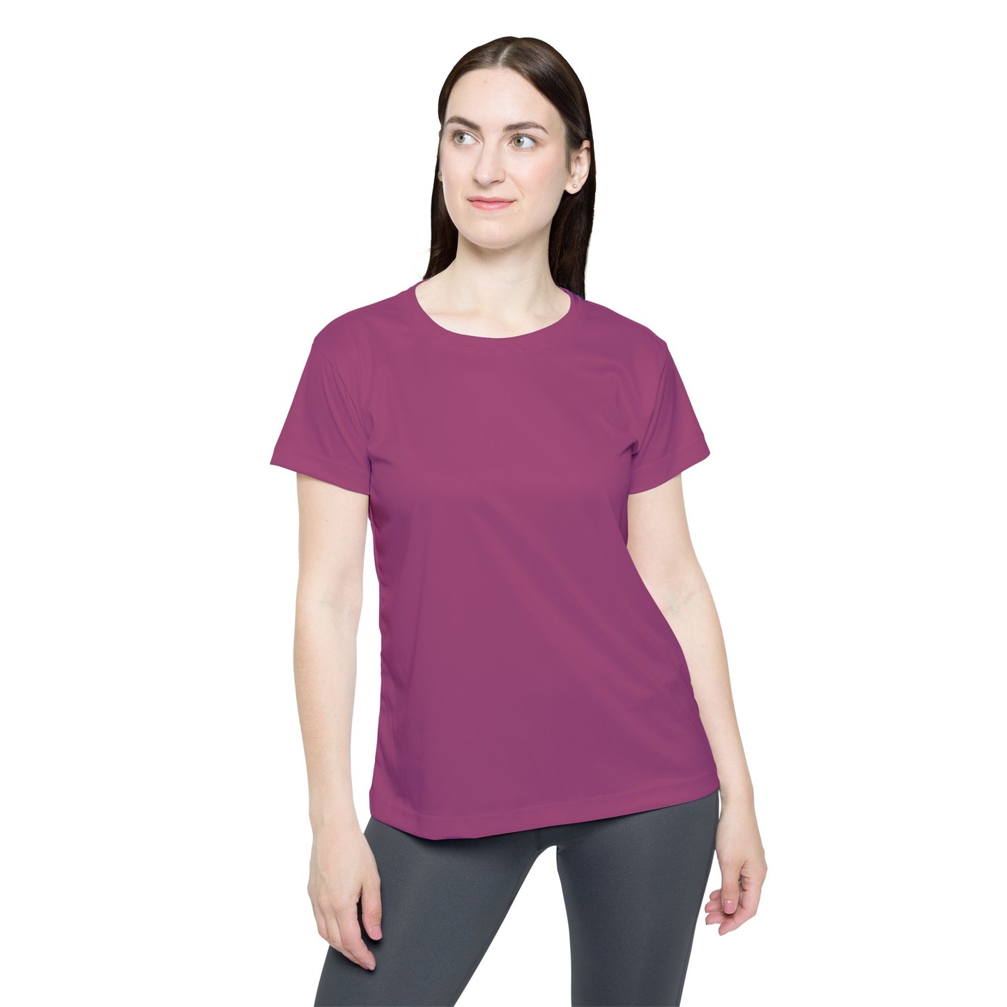 Berry Blush Women's Sports Jersey Short Sleeves 100% Poly Solid Berry Pink Color Print Athletic Tee