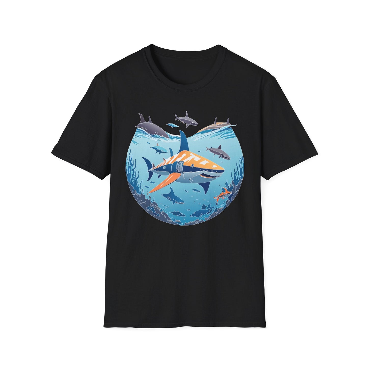 Ocean Tee Shirt Unisex Softstyle Gildan 64000 100 Percent Ring Spun Cotton Breathable U Boat Design