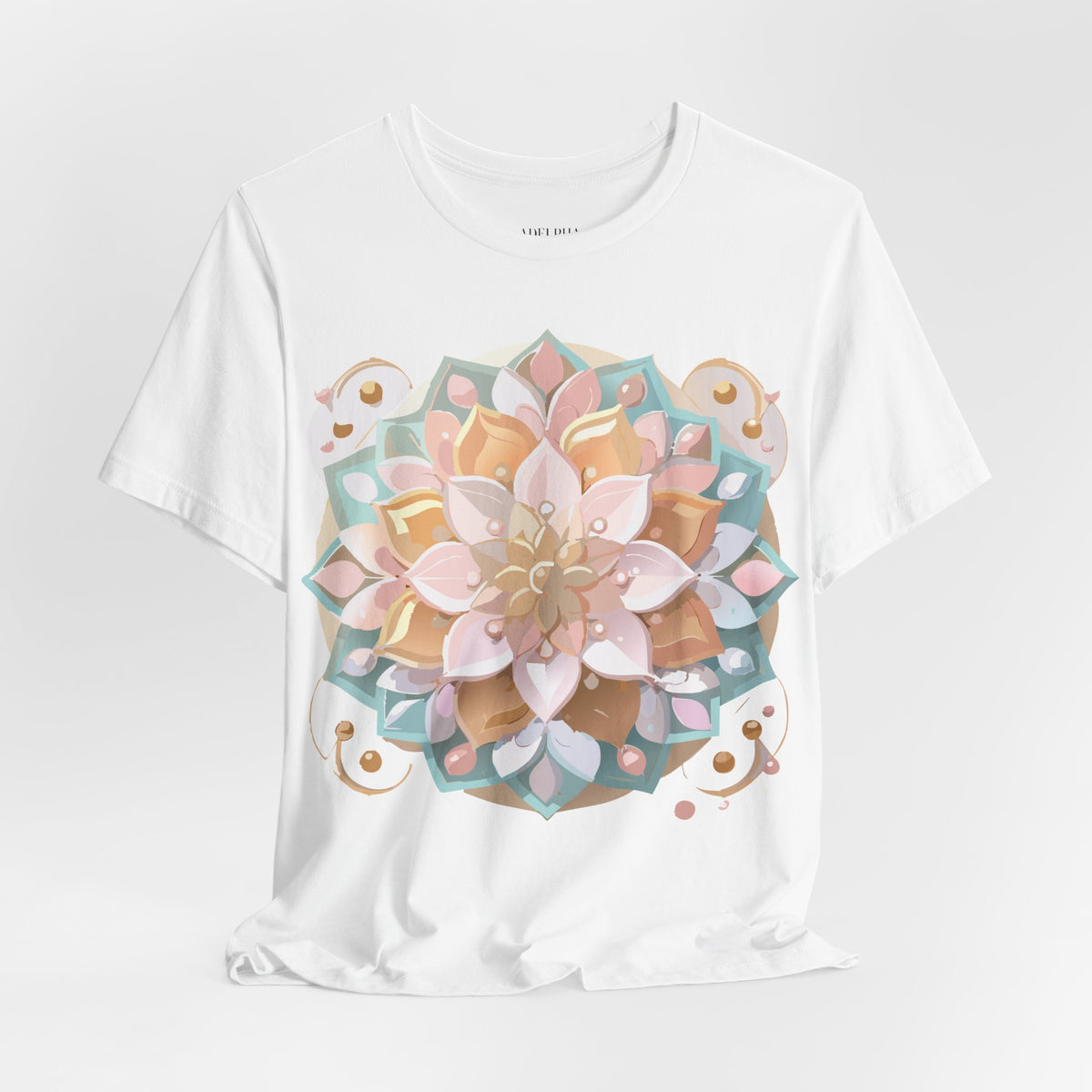 Mandala Graphic Unisex Cotton Bella+Canvas Tee with Floral Art Design d19