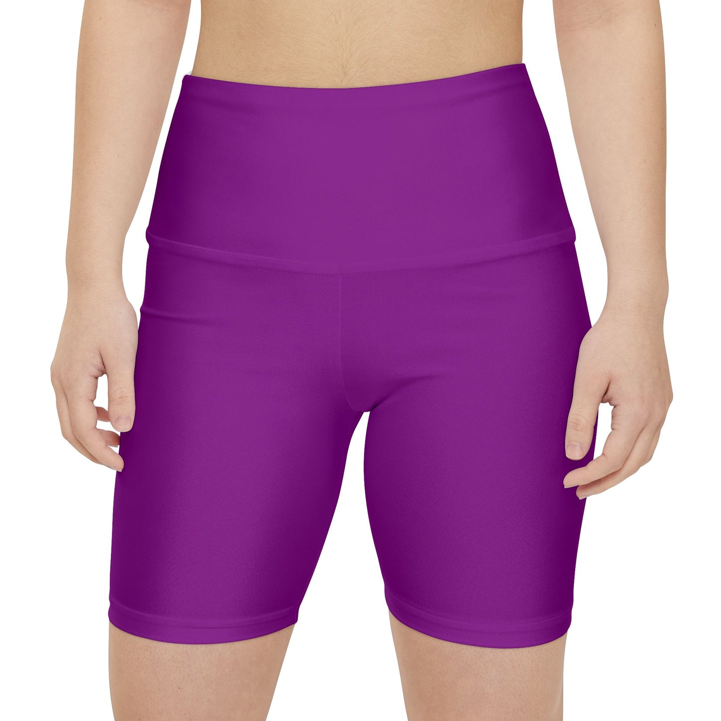 Dark Magenta Purple Women's Workout Shorts — High-Waist Biker Athletic Shorts