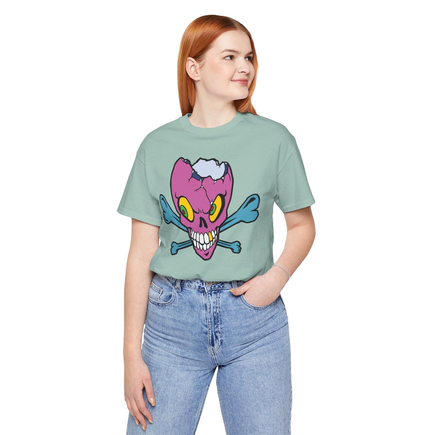 Purple Skull Graphic Design Tee, Skull Shirt, Vintage Tees, Art Design T-Shirt, Vintage Graphic Tee, Art Shirts with Skulls 5