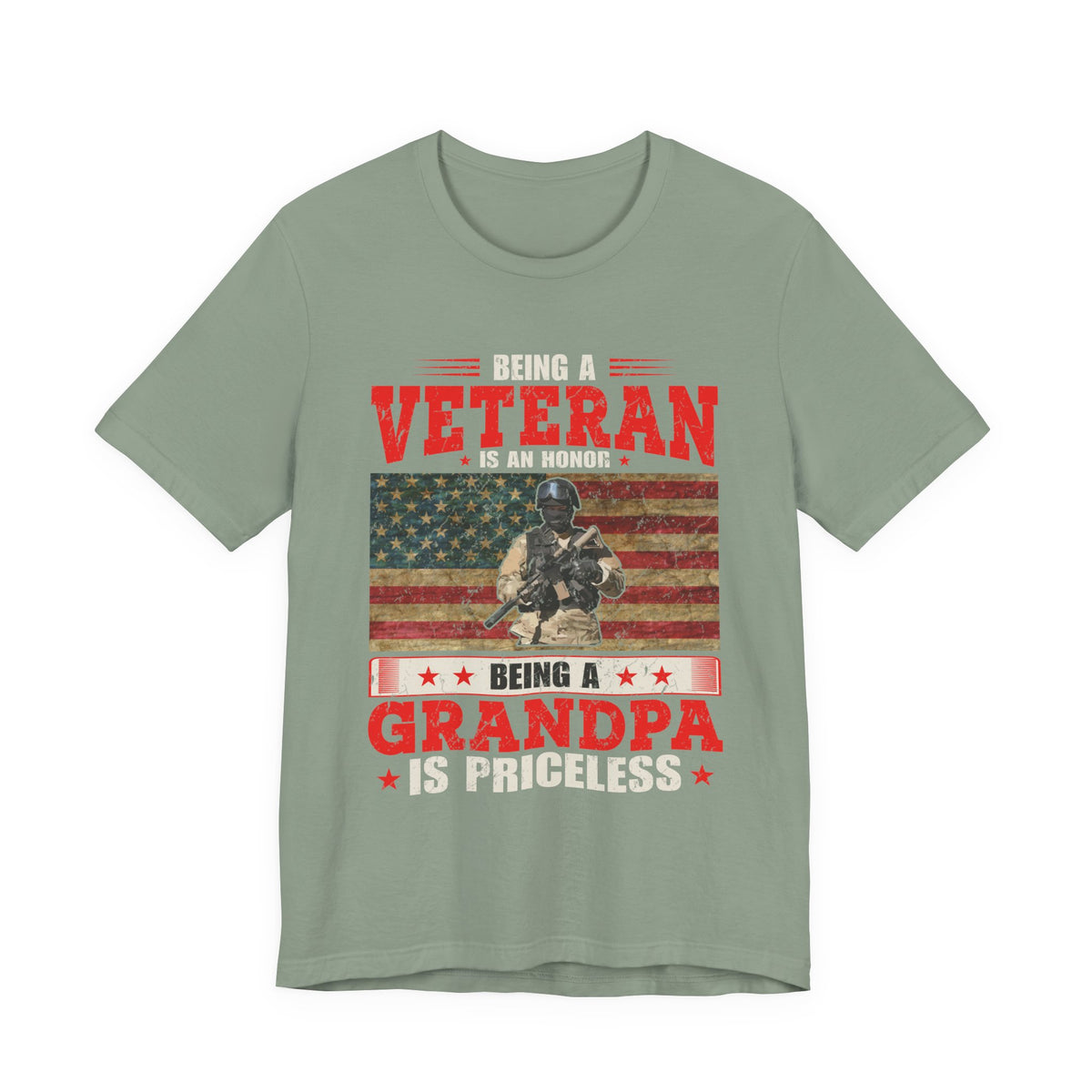 Veteran Grandpa T-Shirt American Flag Soldier Grandpa Unisex Cotton Tee v34
