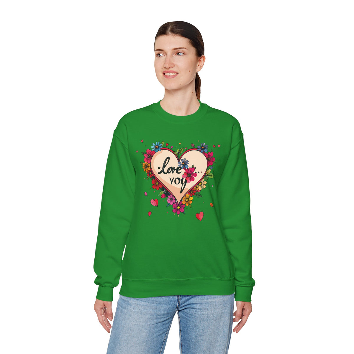Big Heart Sweatshirt, Floral Heart Sweatshirt, Floral Love Sweatshirt, Valentine's Day Sweatshirt, Heart Floral Sweatshirt 109