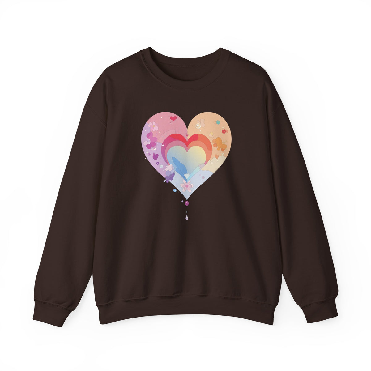Rainbow Heart Sweatshirt, Floral Heart Sweatshirt, Floral Love Sweatshirt, Valentine's Day Sweatshirt, Rainbow Heart Floral Sweatshirt 114