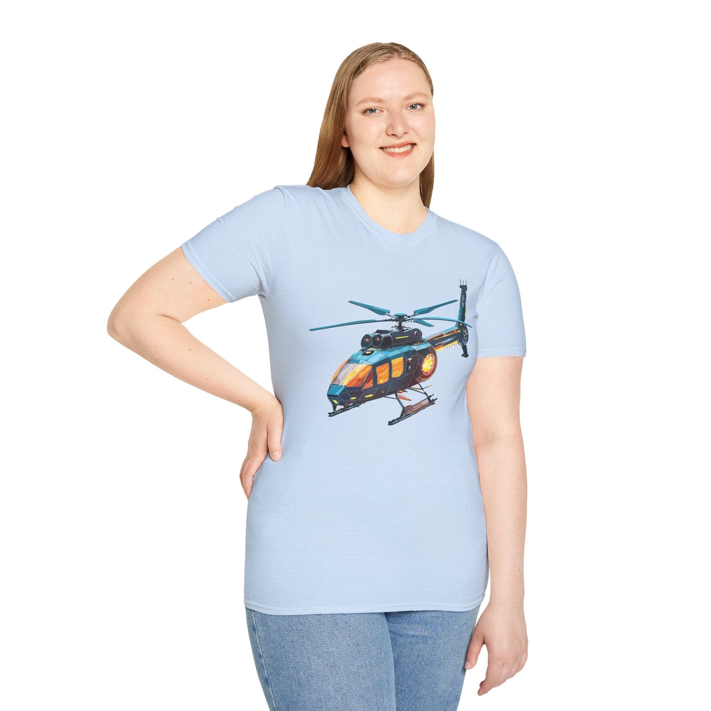 Chopper Helicopter Shirt Unisex Gildan Softstyle 64000 Cotton Tee Short Sleeve Graphic Tee