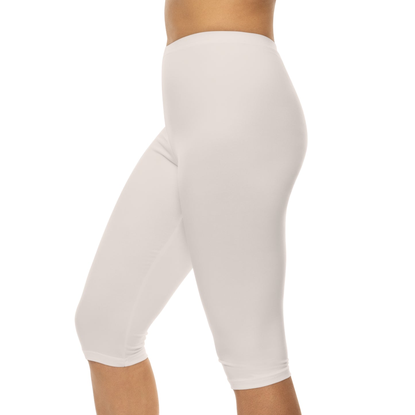 Seashell Color Women's Brushed Suede Poly Span Casual Capri Leggings XS-2XL