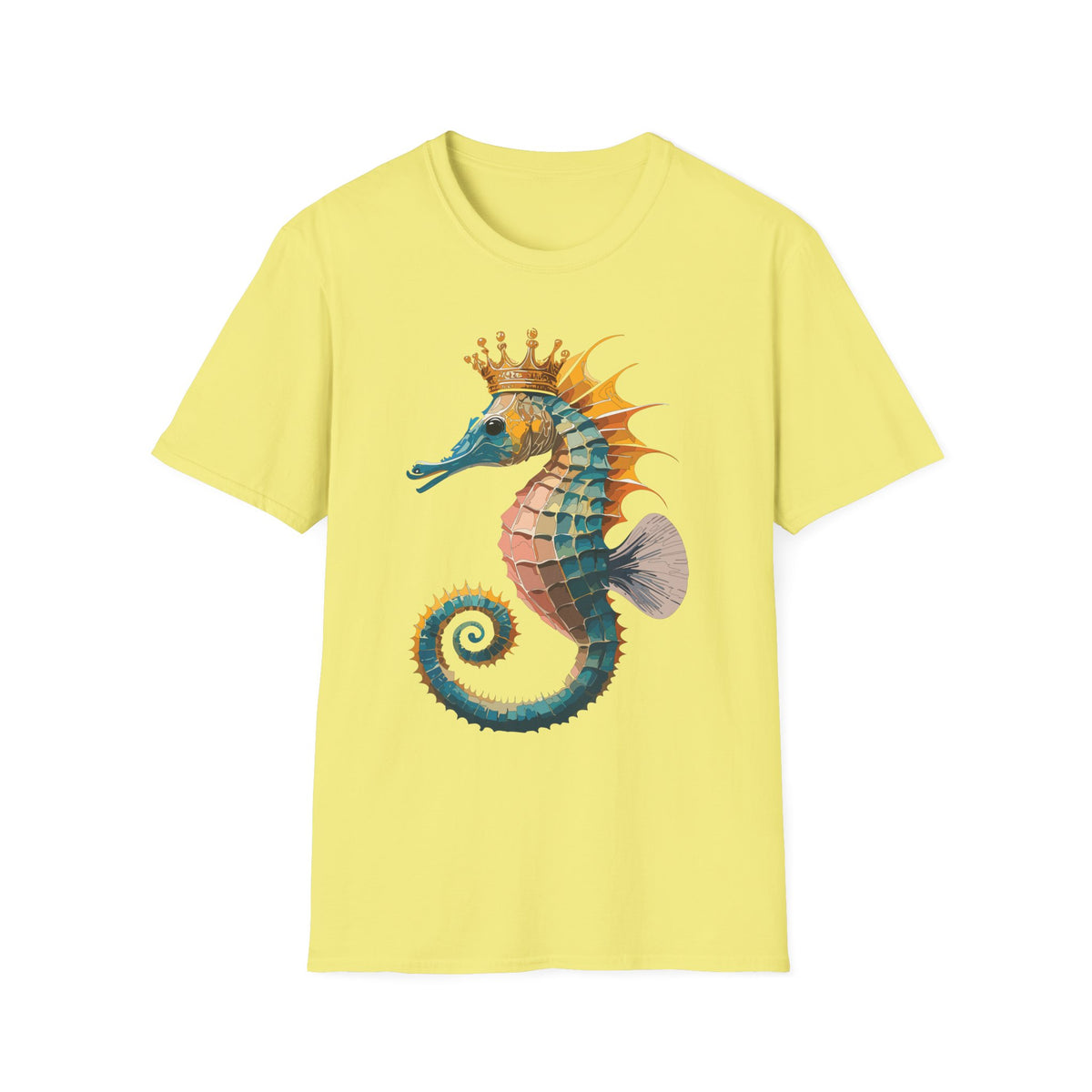 Crowned Seahorse T-Shirt | Colorful King Seahorse Illustration Tee