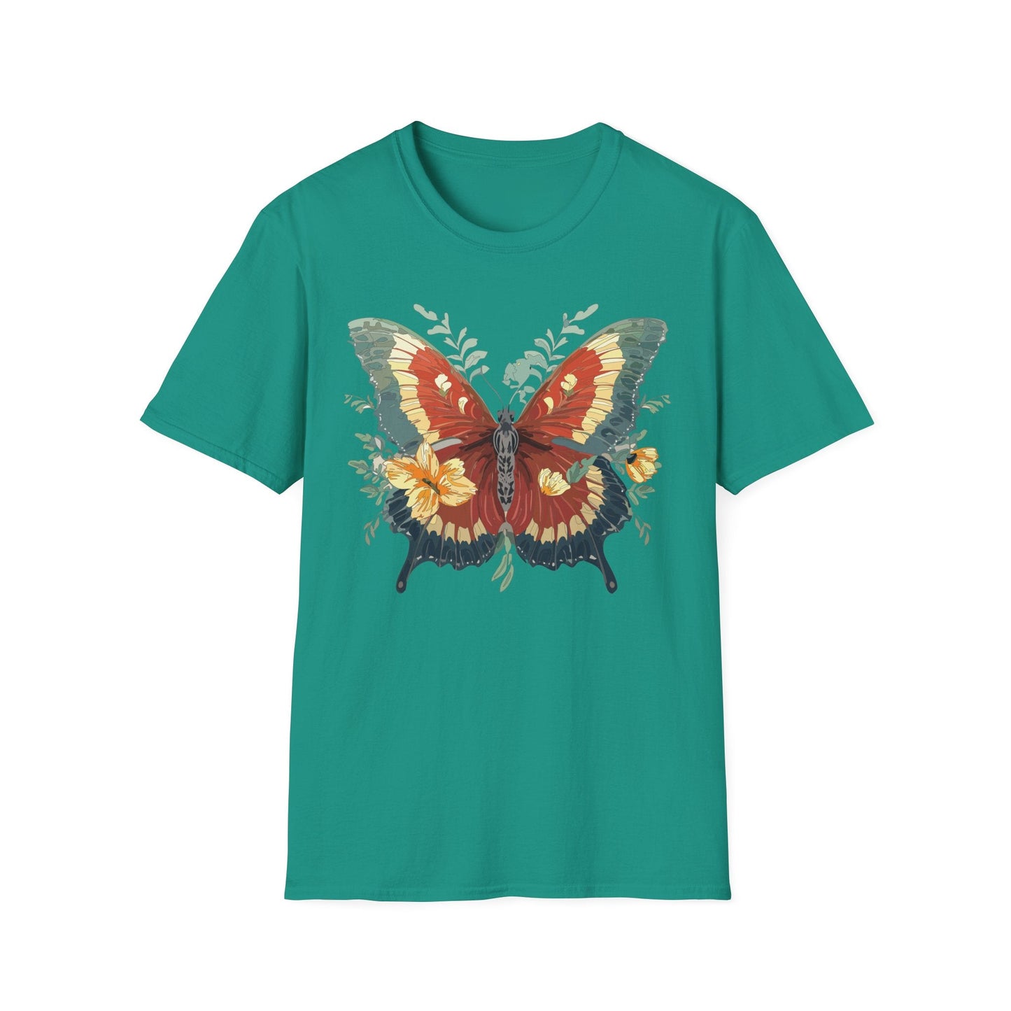 Butterfly T Shirt Unisex Gildan Softstyle 64000 Comfort Monarch Design 100 Percent Cotton