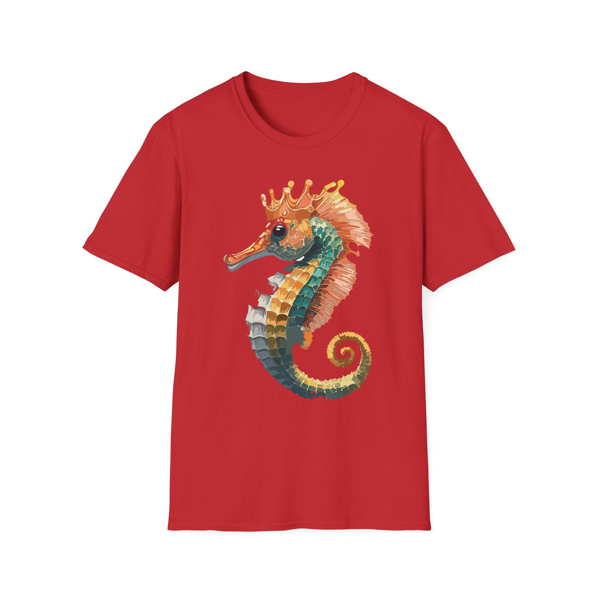 Watercolor Seahorse Crown T-Shirt | Colorful Ocean Art