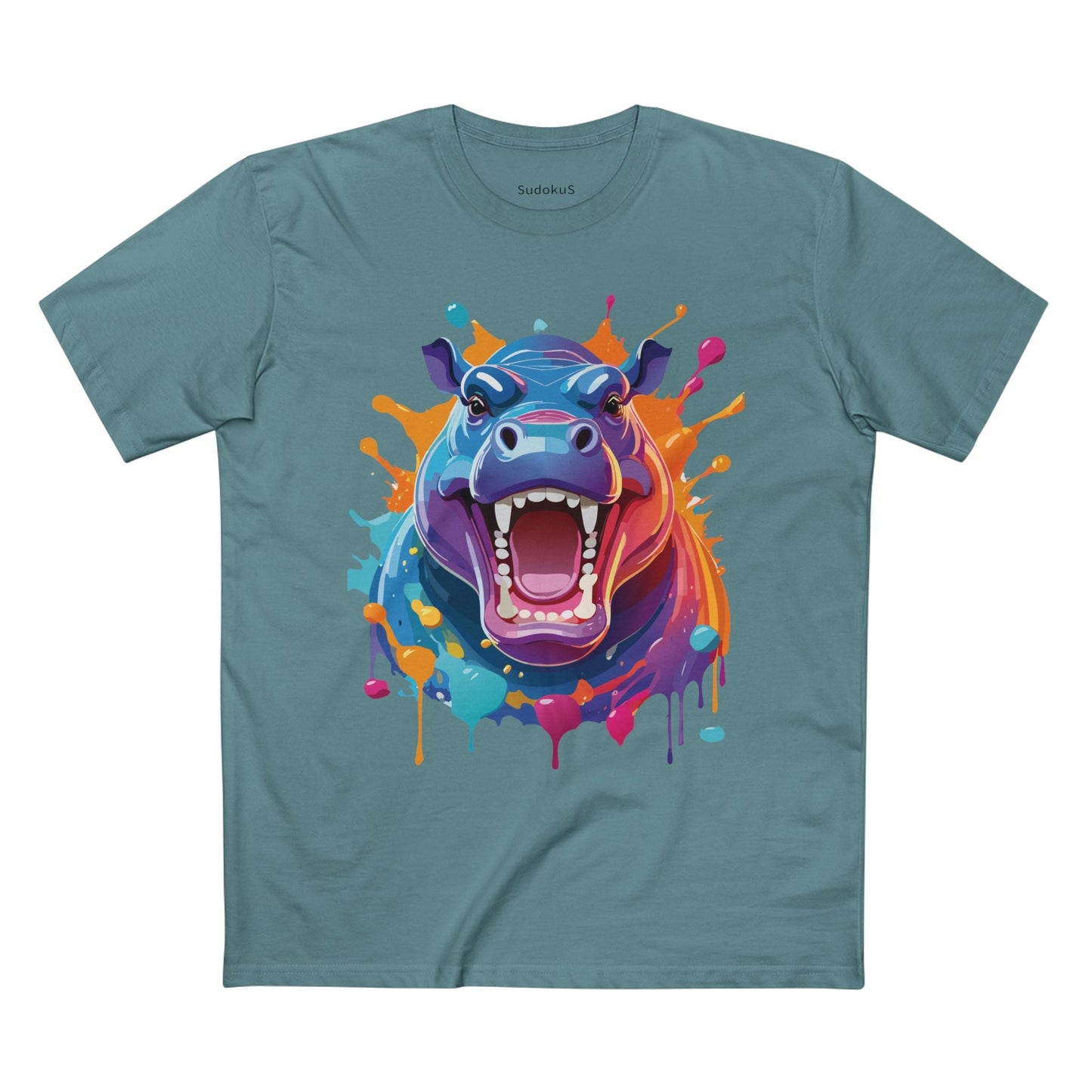 Hippo Graphic Unisex 100 Cotton Staple Tee with Animal Design Artwork 4