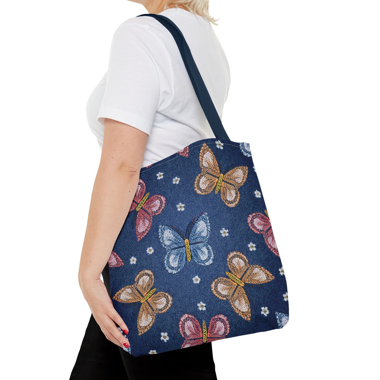Denim Fabric Imitation Print Unisex Canvas Bag Poly Spun 3 Sizes Tote Bag 171