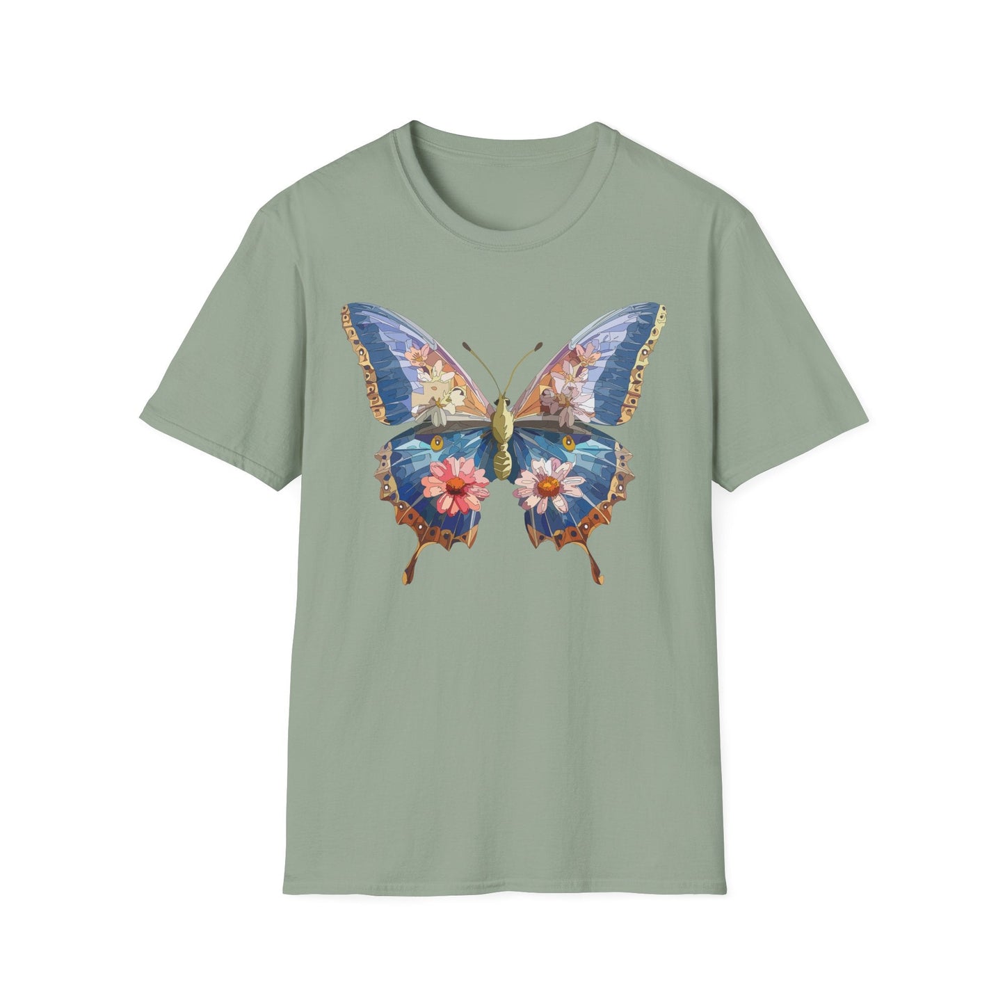 Butterfly T Shirt Unisex Softstyle 64000 Gildan Monarch Design 100 Percent Ring Spun Cotton Tee