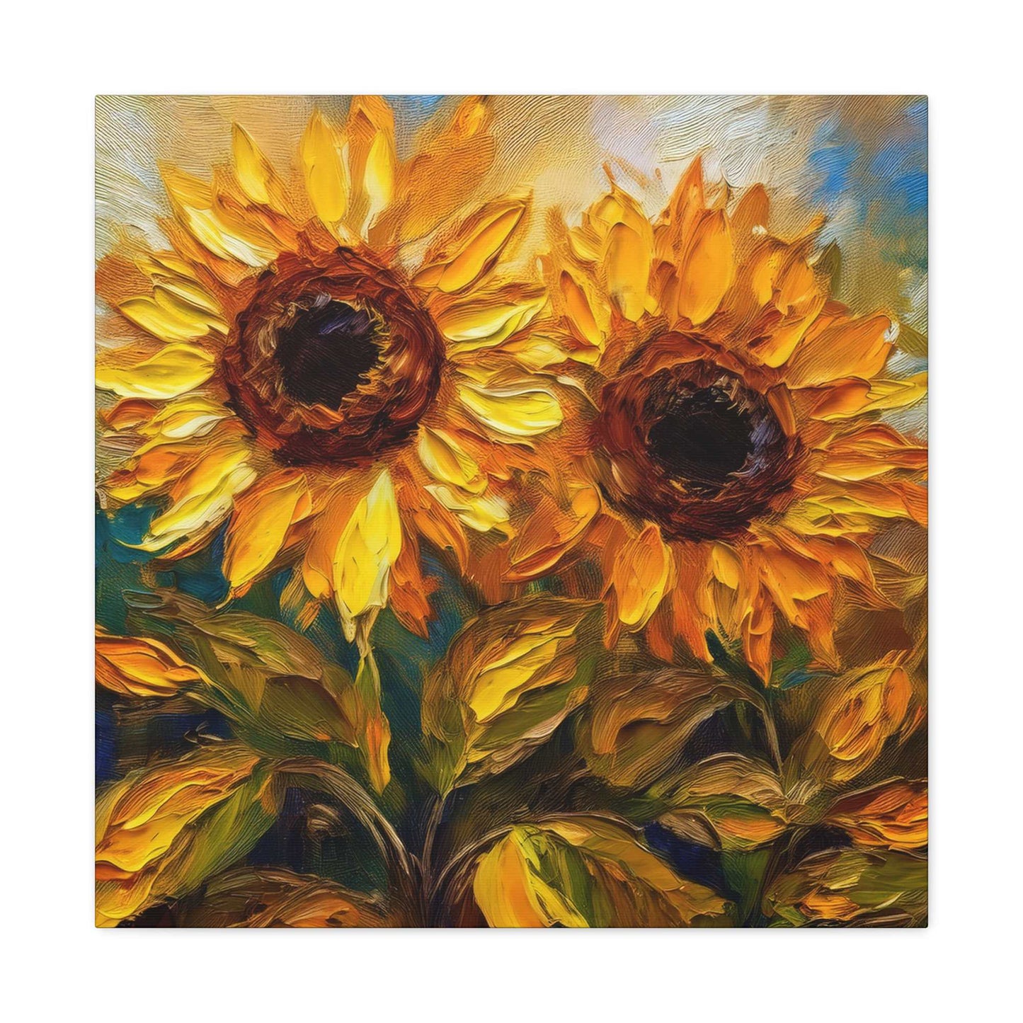 Sunflowers Print Canvas, Flowers Oil Paint Print 20x20, 24x24, 30x30, 32x32, 36x36, Floral Art Design Print Non-Frame MC-25