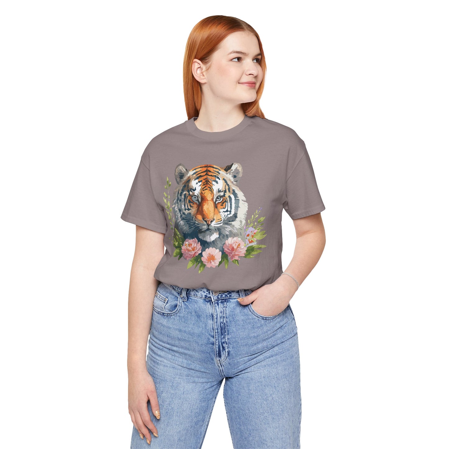 Floral Tiger Shirt, Animal Shirt, Tiger Tee, Unisex Tee, Floral T-shirt, T-Shirt with Animal