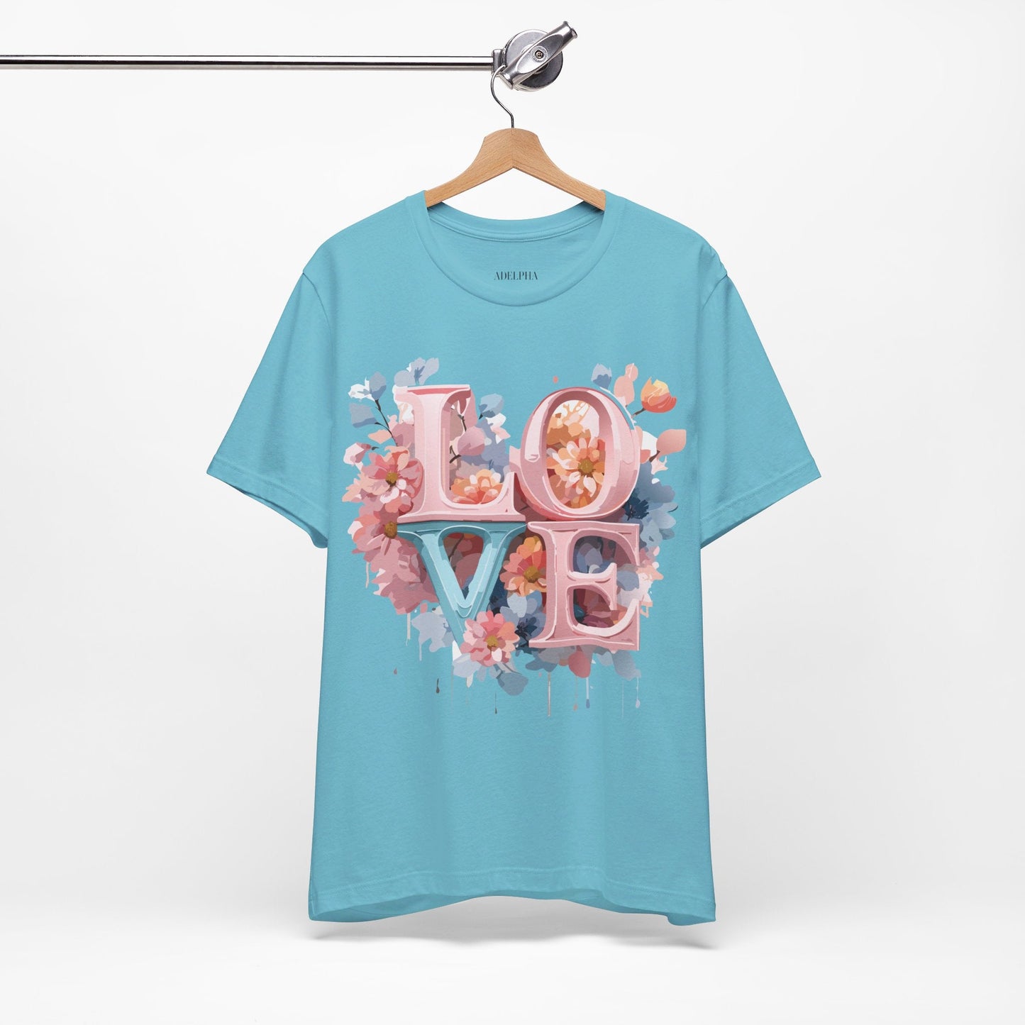 Valentine Day Graphic Unisex 100 Cotton Vintage Artwork with Love and Flower Design Tee 57