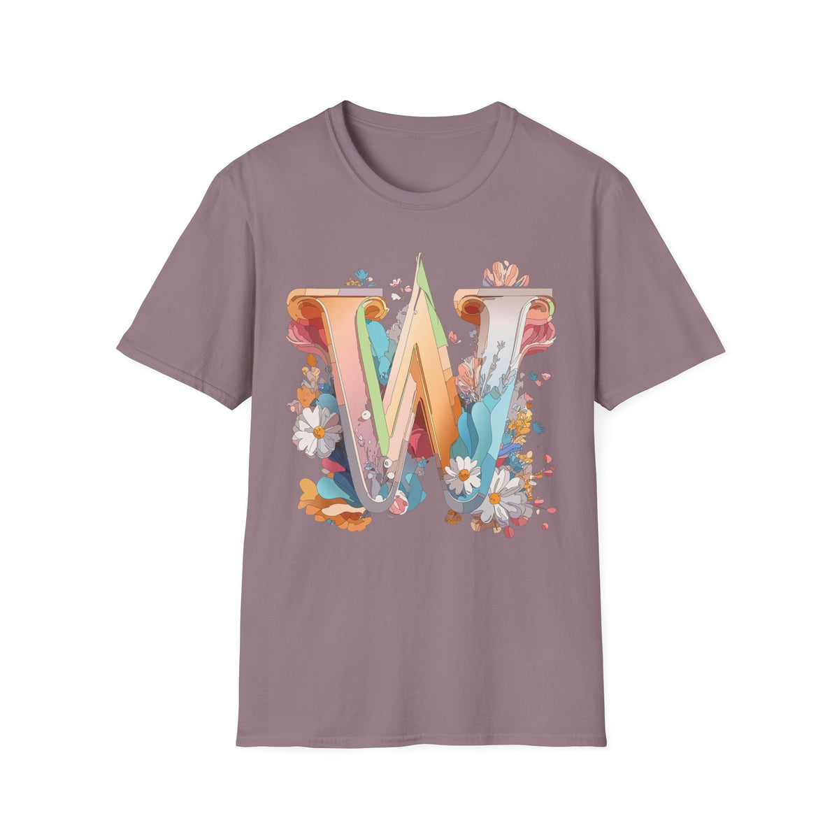 Floral Letter W Monogram T-Shirt | Floral Initial Tee