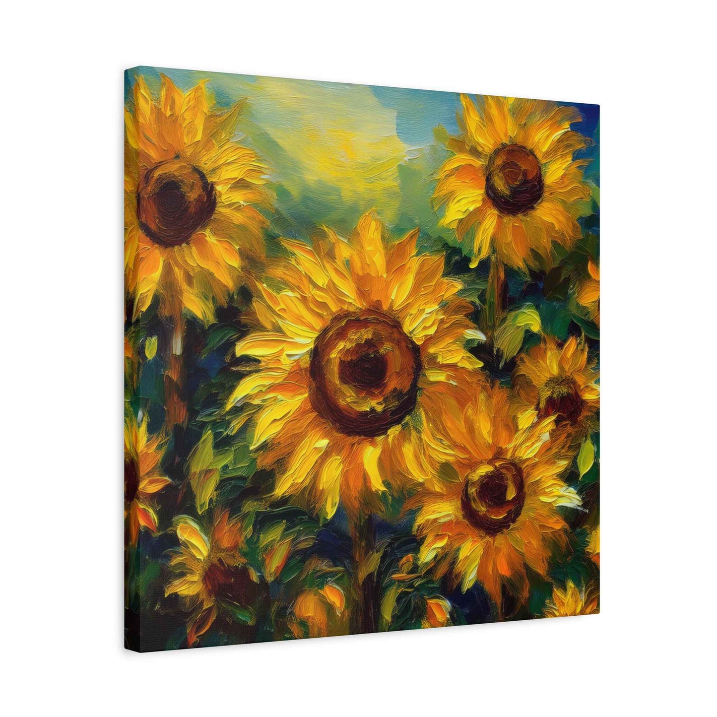 Sunflowers Print Canvas, Flowers Oil Paint Print 20x20, 24x24, 30x30, 32x32, 36x36, Floral Art Design Print Non-Frame MC-24