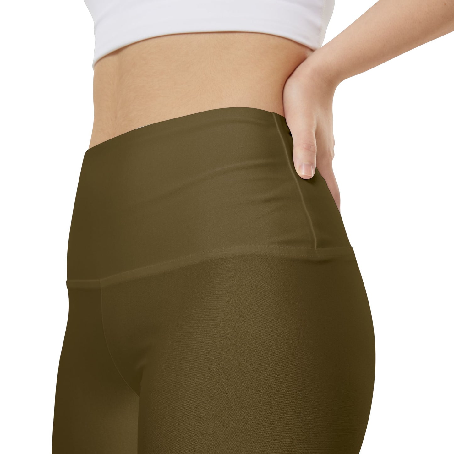 Olive Bark Brown Olive High-Waist Women's Workout Shorts — Compression Biker Shorts for Yoga & Gym