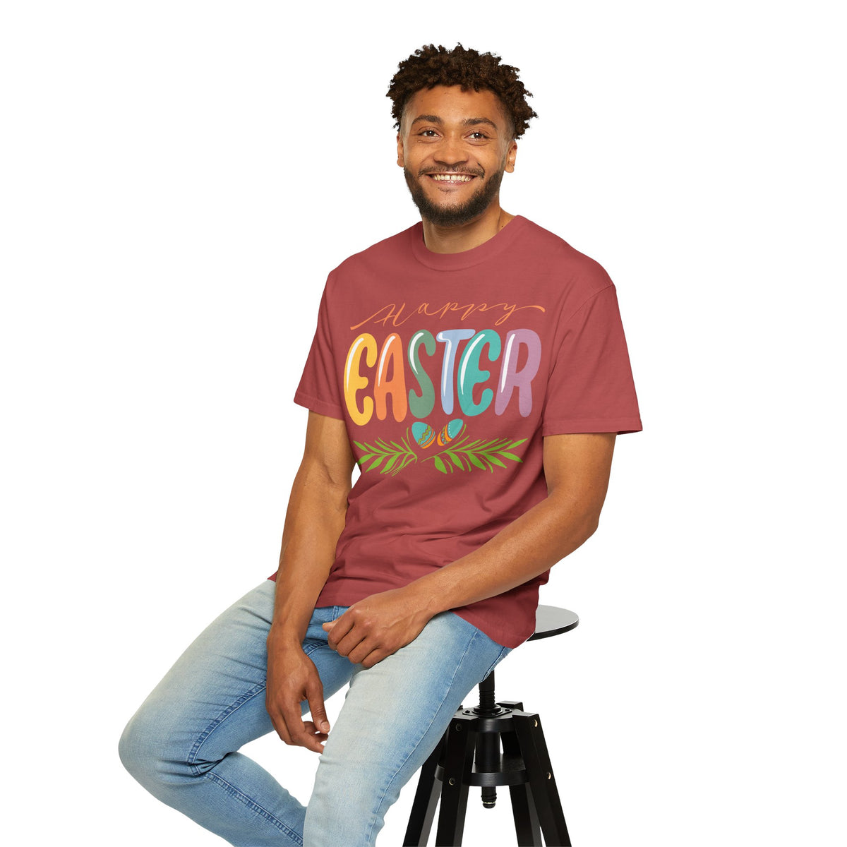 Happy Easter T-Shirt, Tee Shirt with Easter Signature, T Shirt with Easter Prints, Tee Shirt with Easter Design