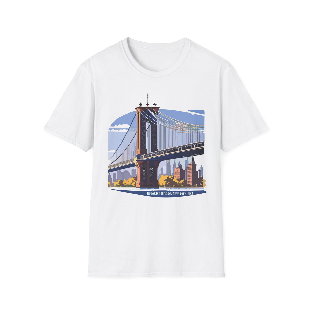 Brooklyn Bridge Illustration T-Shirt | NYC Skyline Graphic Tee