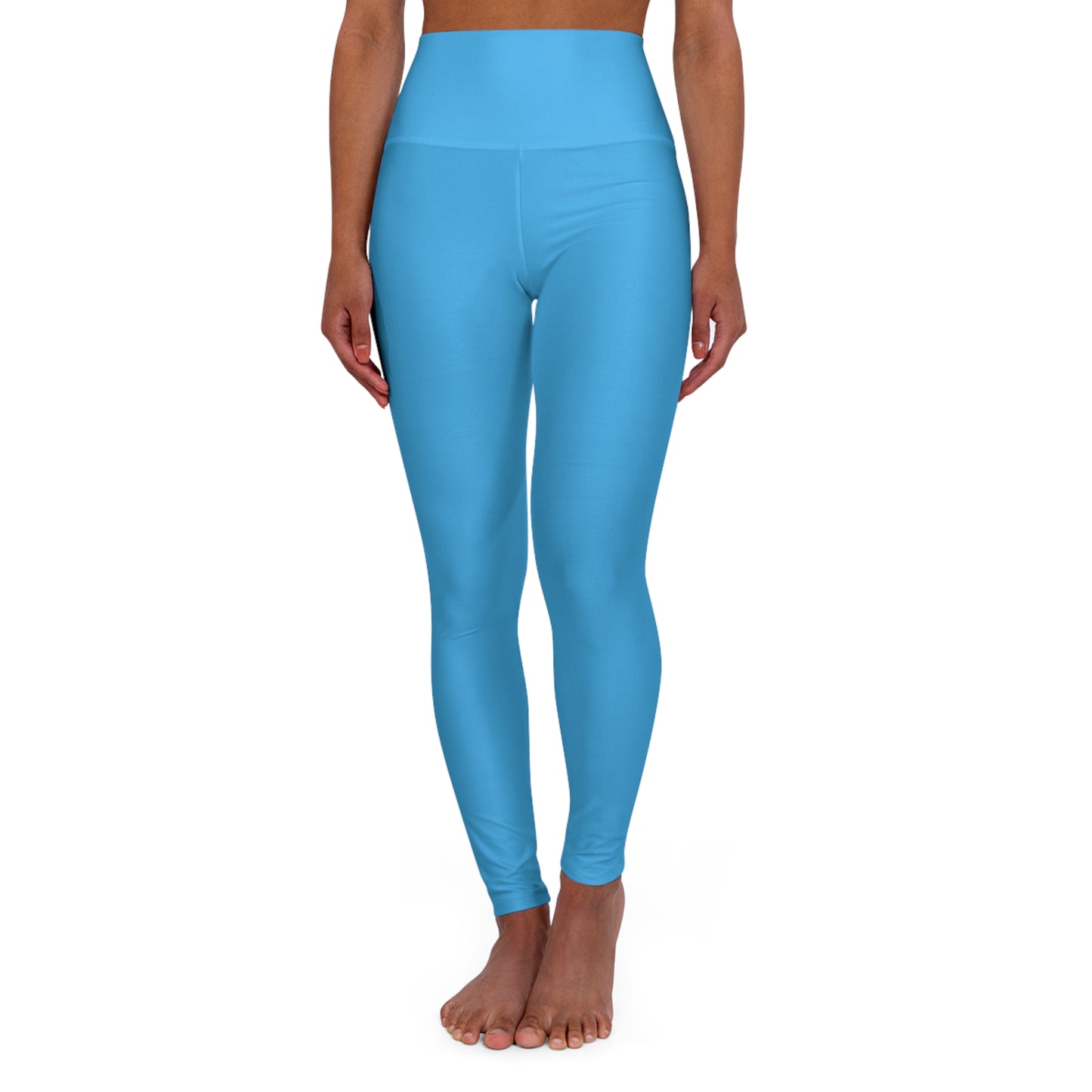 High-Waist Fresh Sky Blue Yoga Leggings Women's Seamless Poly-Span Solid Blue Stretchy Activewear for Pilates