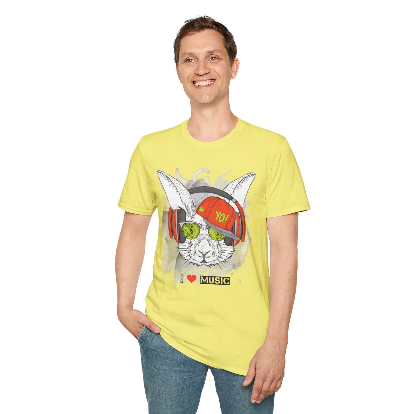Unisex Music Animals Shirt With Headphones Softstyle Short Sleeve Tee Gildan 64000
