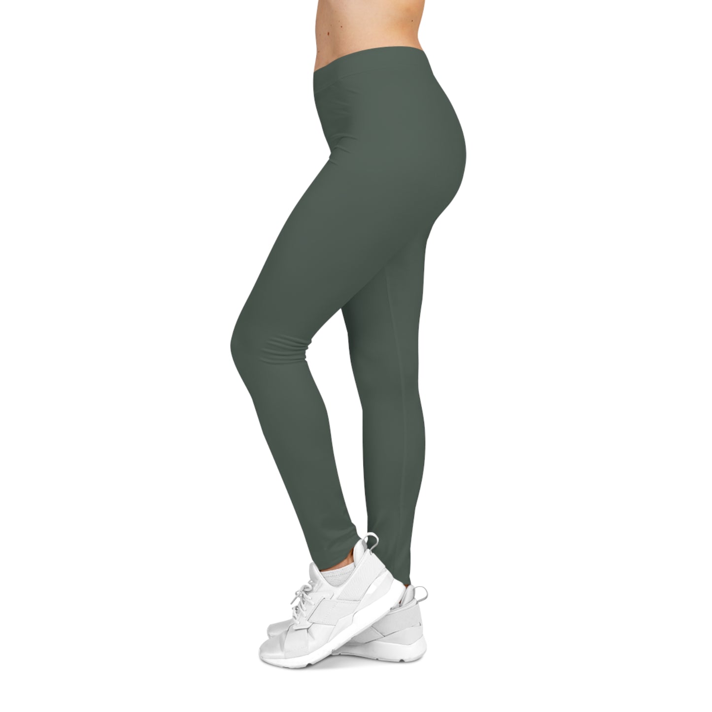 Dark Grey Olive Color Women's Poly-Span Casual Leggings XS-2XL