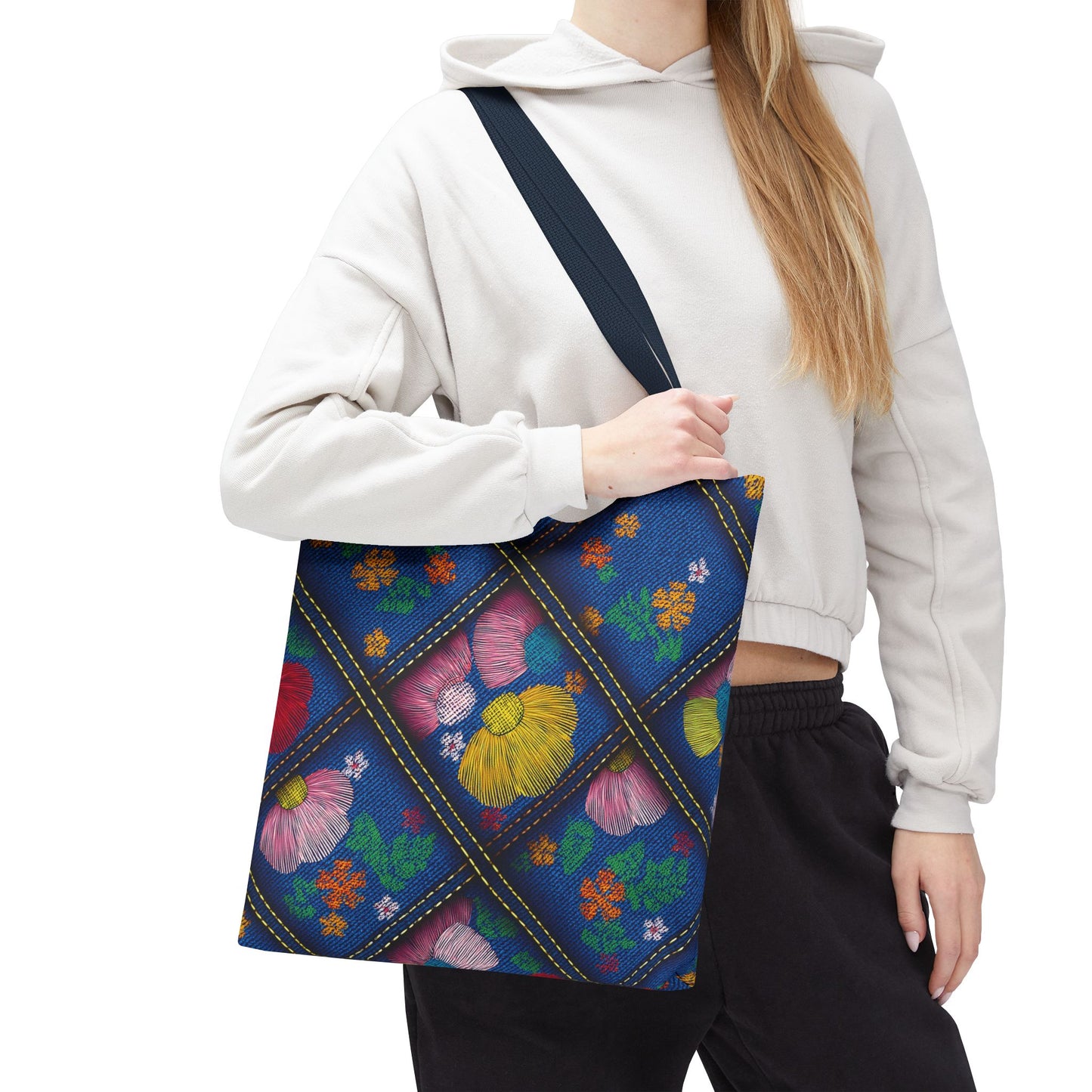 Denim Fabric Imitation Print Unisex Canvas Bag Poly Spun 3 Sizes Tote Bag 132