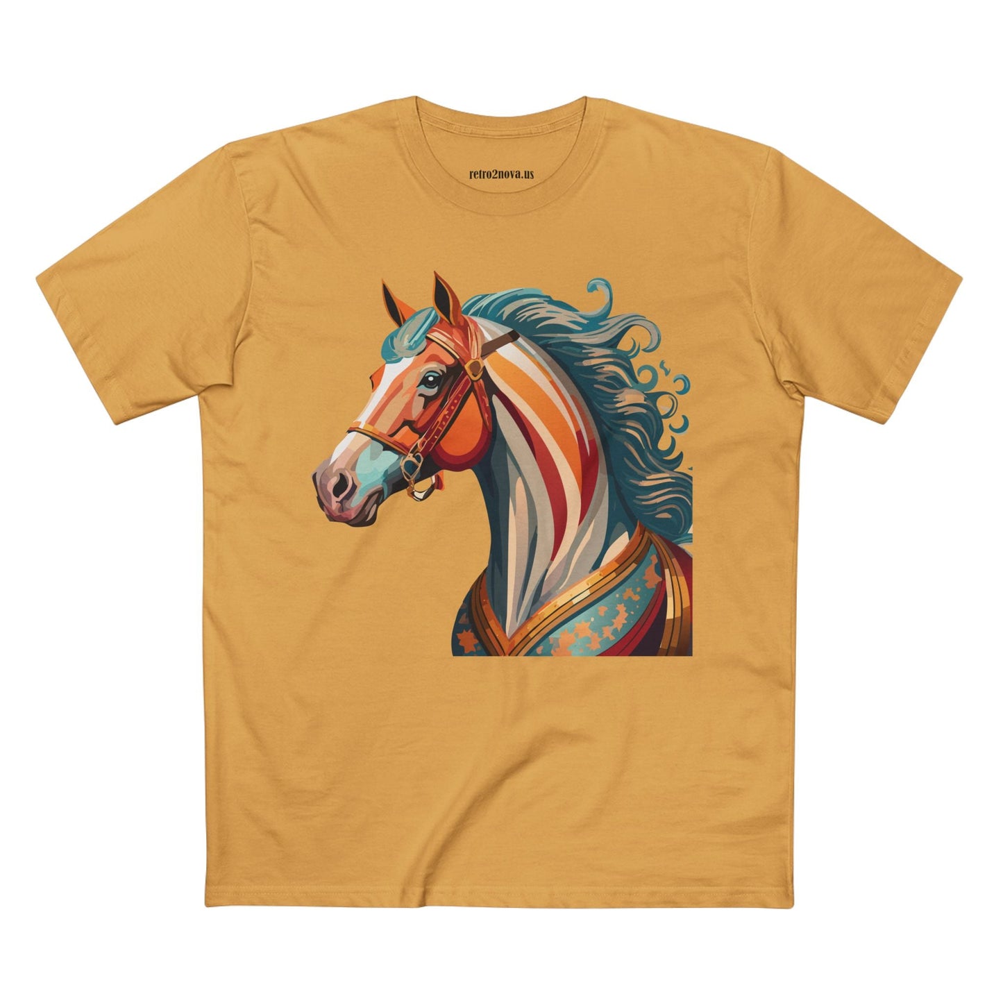 Horse Animal Shirt Unisex Premium Cotton Tee With Original Art Design From Retro2Nova Soft Breathable Art Collection