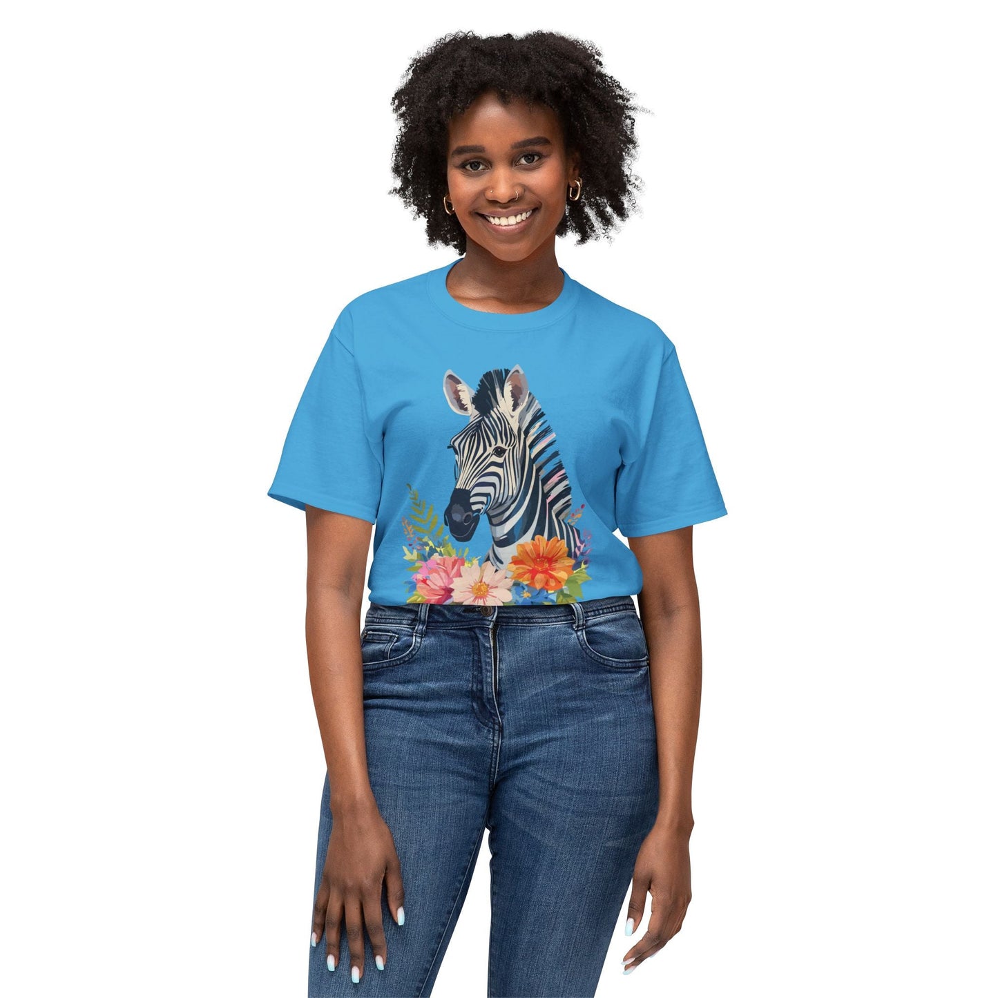 Unisex Zebra Art T Shirt With Full Color Print 100 Percent Cotton Jersey Tee Premium