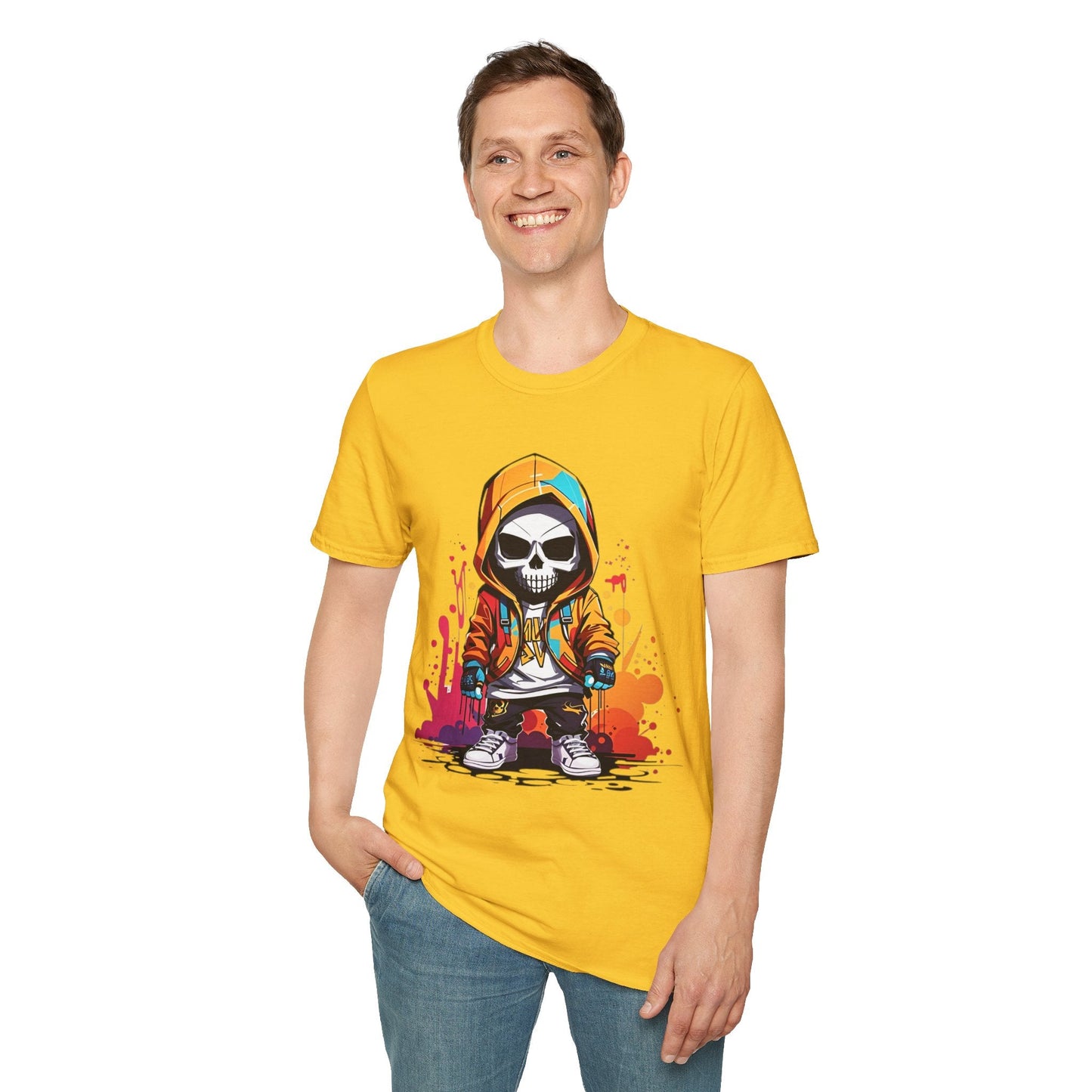 Skull Shirt Unisex Skeleton Graphic Tee Gildan Softstyle 64000 100 Percent Cotton