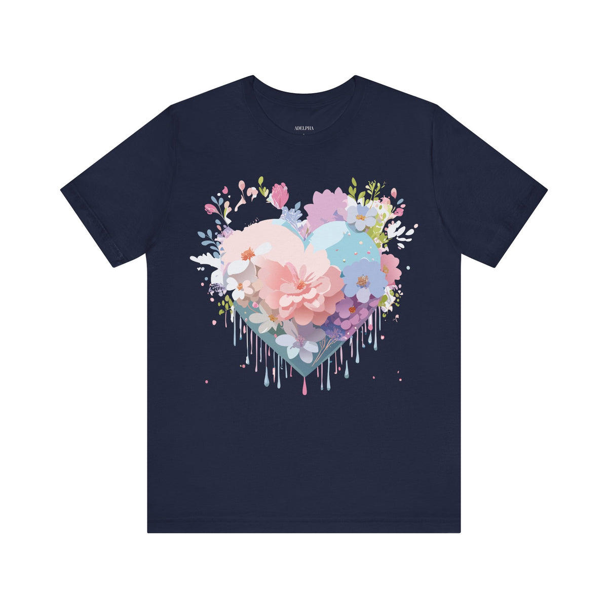 Valentine's Day Graphic Unisex Cotton Bella+Canvas Tee with Floral Art Design d111
