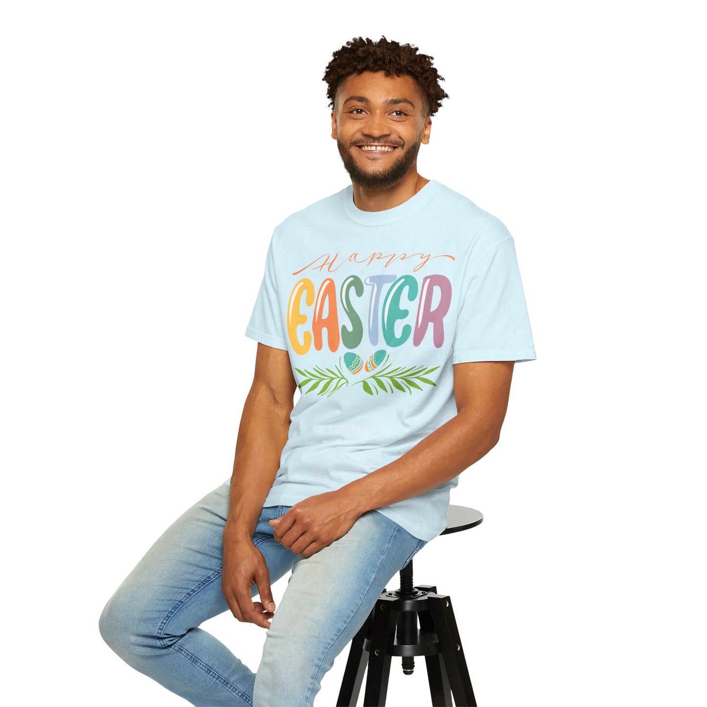 Happy Easter T-Shirt, Tee Shirt with Easter Signature, T Shirt with Easter Prints, Tee Shirt with Easter Design