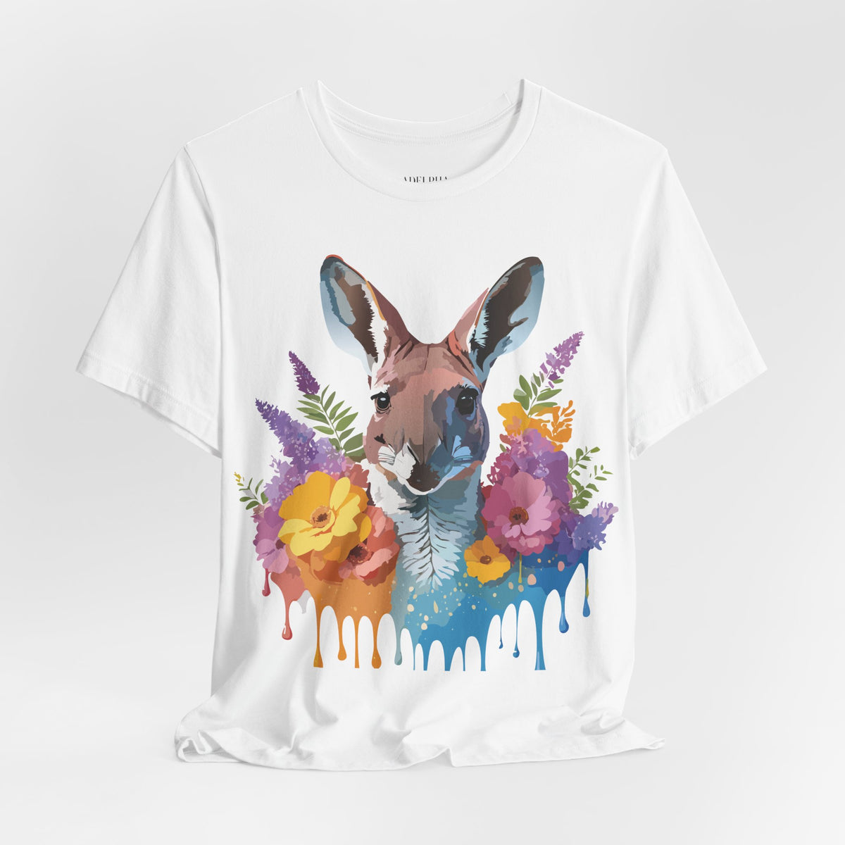 Kangaroo Graphic Unisex Cotton Bella+Canvas Tee with Art Animal Design e40