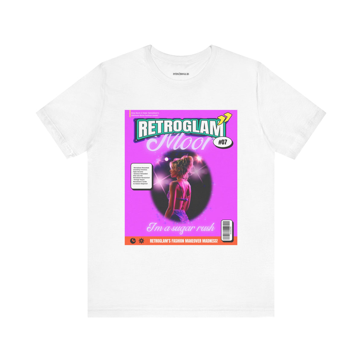 Magazine Cover Graphic Unisex Cotton Bella+Canvas Tee with Retro Poster ab27