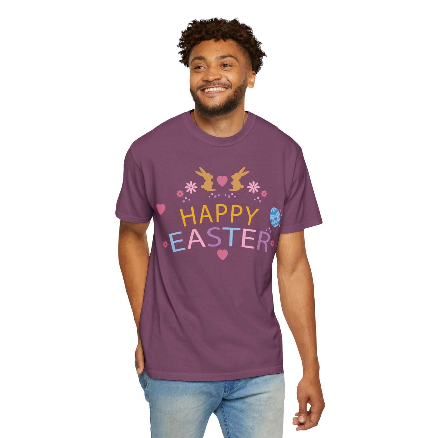 Easter Bunny Heart T-Shirt, Tee Shirt with Easter Signature, T Shirt with Easter Prints, Tee Shirt with Easter Design 2