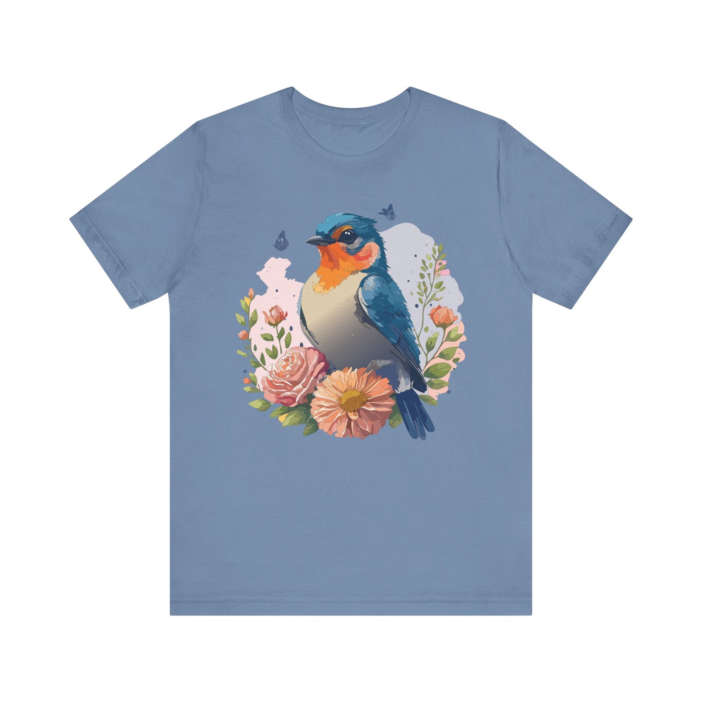 Floral Bird Tee, Animal Shirt, Bird Shirt, Floral Tee, Flower T-shirt, T-Shirt with Animal