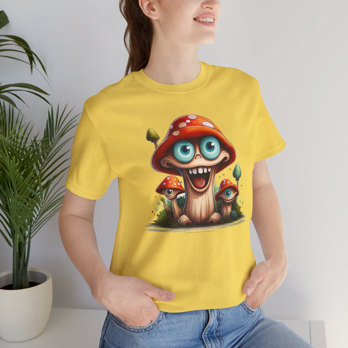 Cute Mushroom Graphic Tee, Fun Cartoon Shirt, Funny Mushroom Shirt, Cute Cartoon Tees, Graphic T-Shirt, Art Design T-Shirt