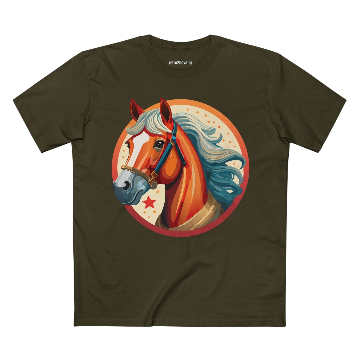 Horse And Animals Unisex Premium Cotton Art Tee Featuring Original Retro2Nova Design From Our Art Collection