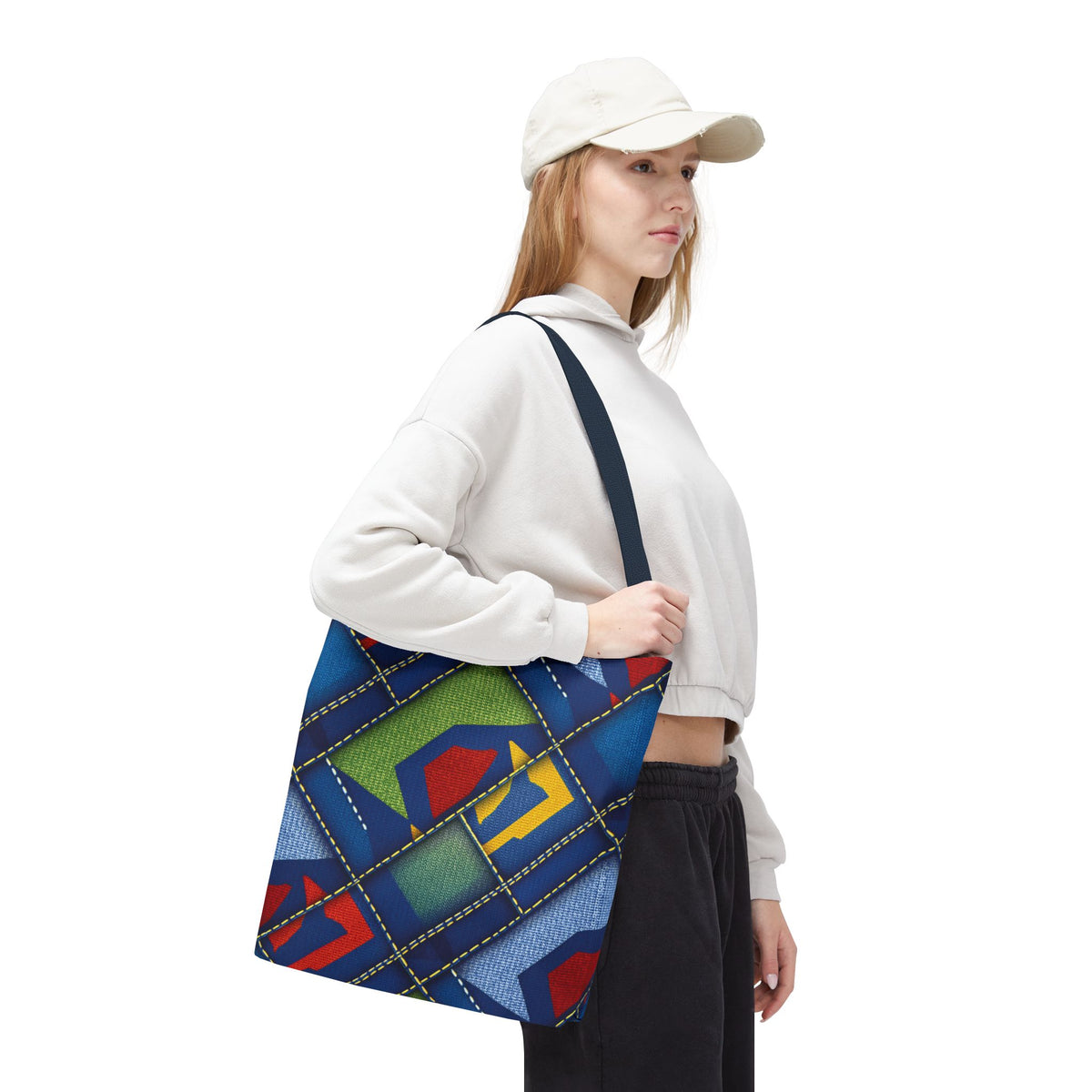 Denim Fabric Imitation Print Unisex Canvas Bag Poly Spun 3 Sizes Tote Bag 139