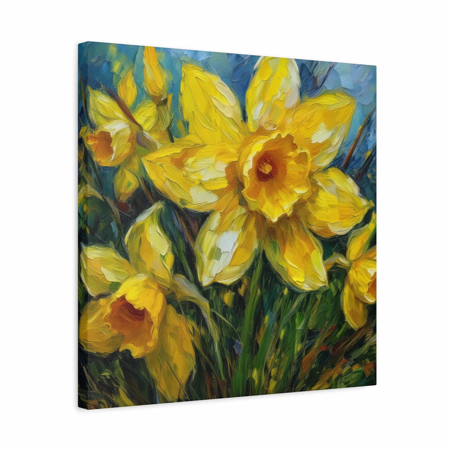 Narcissus Print Canvas, Floral Oil Paint Print 20x20, 24x24, 30x30, 32x32, 36x36 Art Design Pine-Wood Inner Frame MC-178