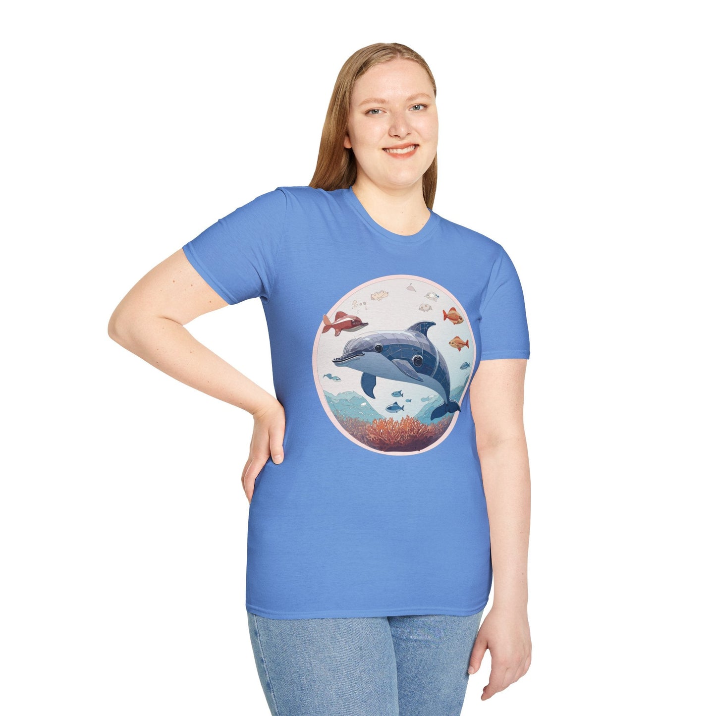 Dolphin Shirt Unisex Softstyle Tee One Hundred Percent Ring Spun Cotton Lightweight Comfort