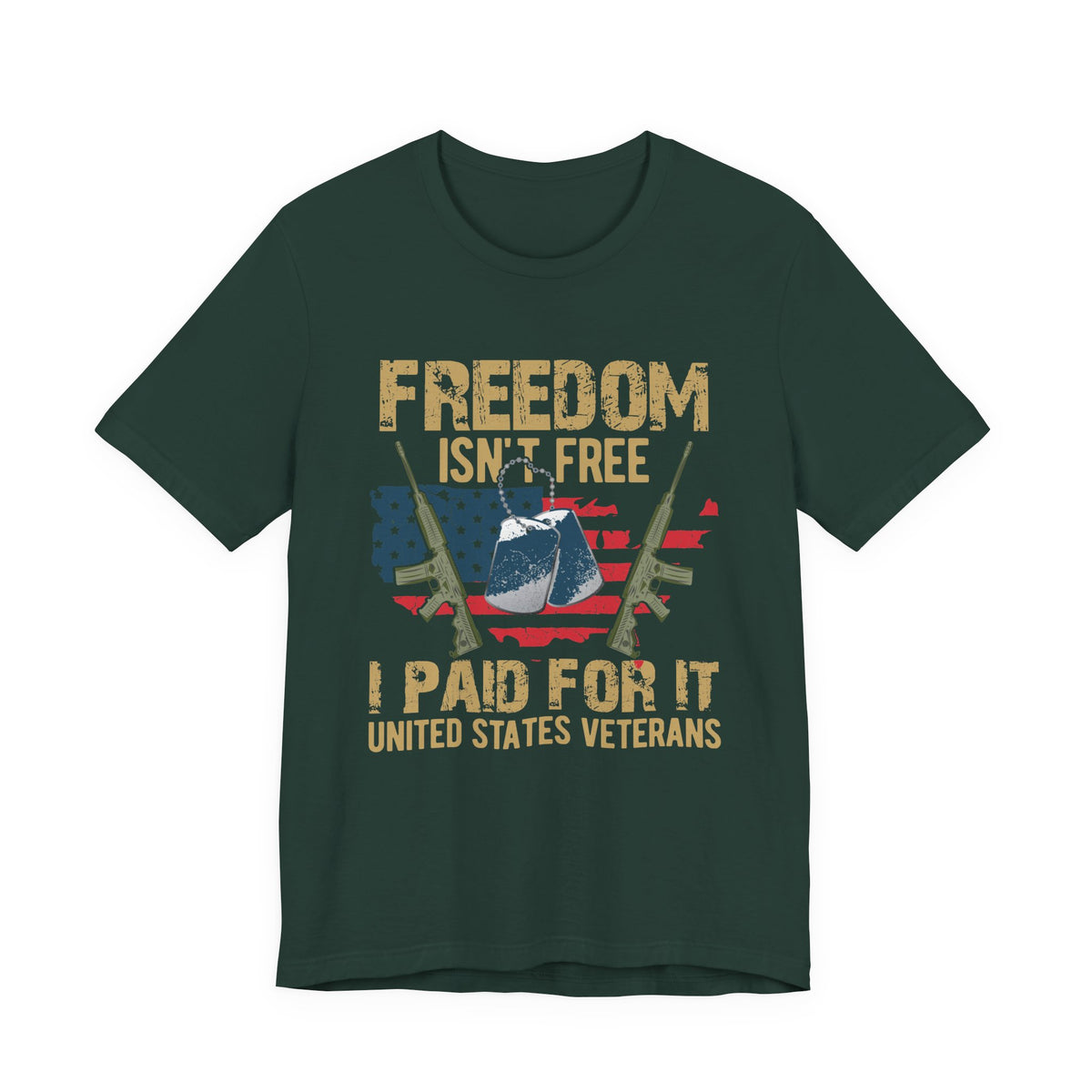 Freedom Isn't Free Paid For It Veterans T-Shirt American Flag Combat Helmet Unisex Cotton Tee v19