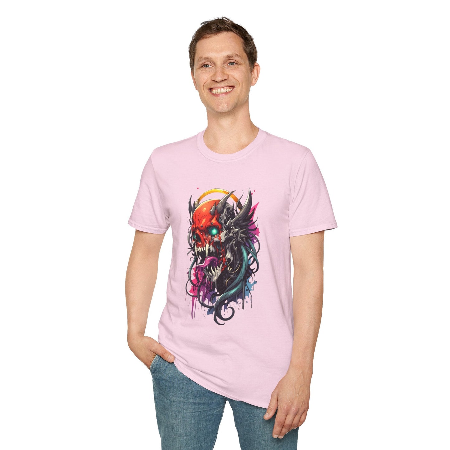 Skull Tee Shirt Unisex Skeleton Art Design Gildan Softstyle 64000 100 Percent Ring Spun Cotton