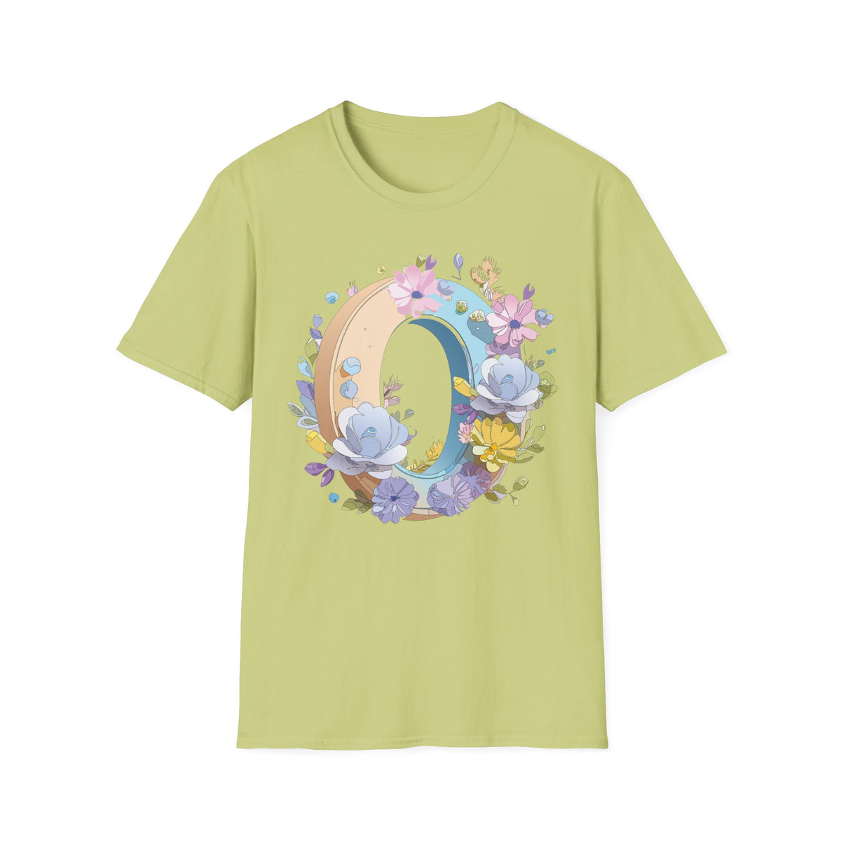 Floral Letter O Shirt | Monogram Initial O Tee, Pastel Flower Alphabet