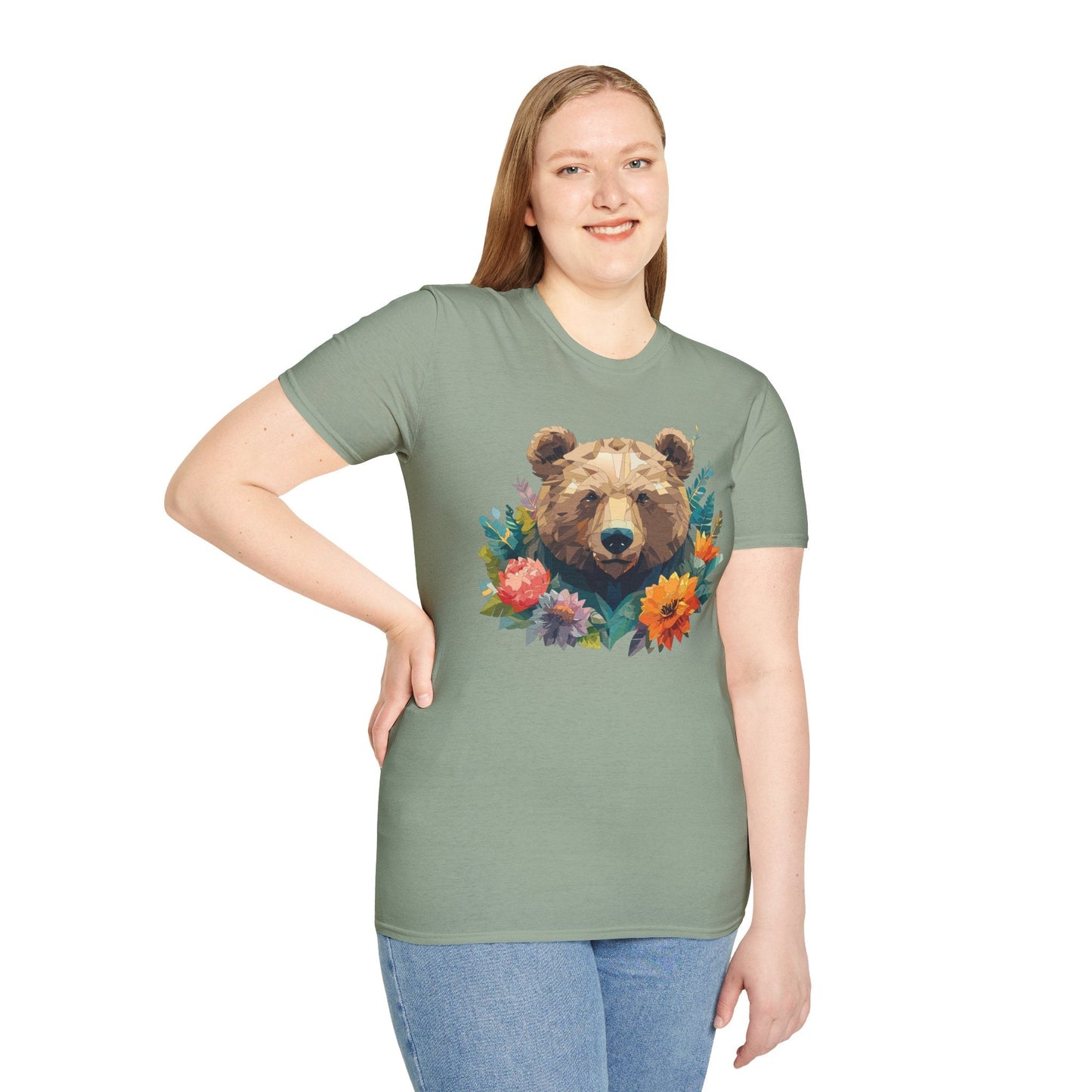 Bear T Shirt Unisex Softstyle Tee 100 Percent Ring Spun Cotton Gildan 64000 Comfortable