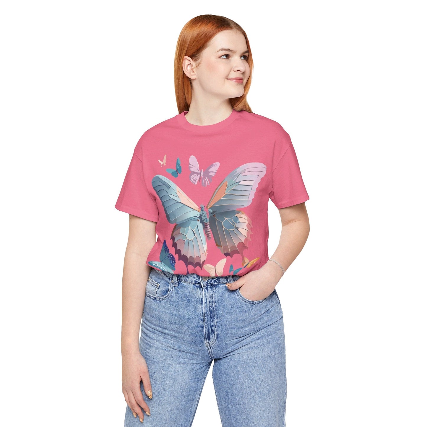 Butterfly Graphic Short Sleeve Tee Unisex Vintage Art Shirt By Adelpha